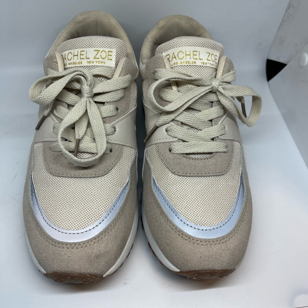 Rachel Zoe Sophie Tan Cream Lace Up Fashion Sneakers US Size 9
